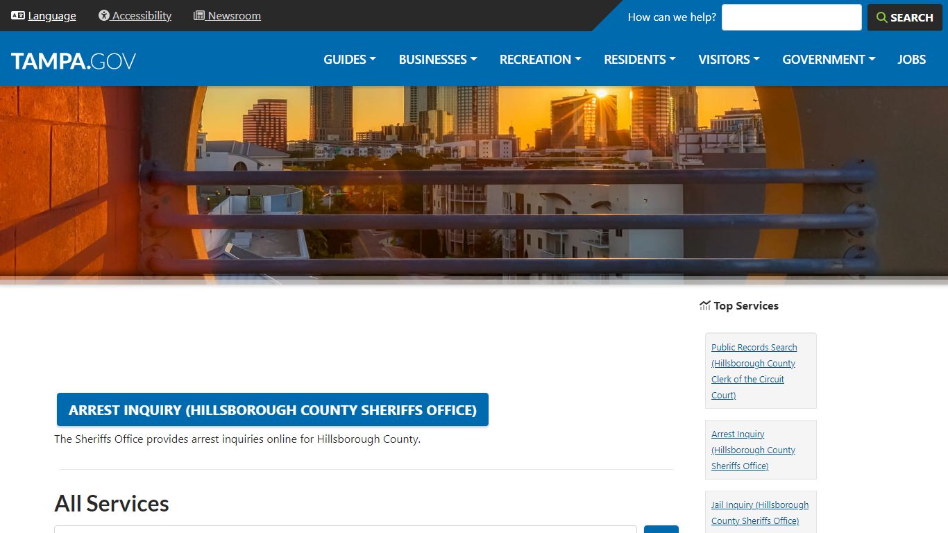 Arrest Inquiry (Hillsborough County Sheriffs Office) - City of Tampa